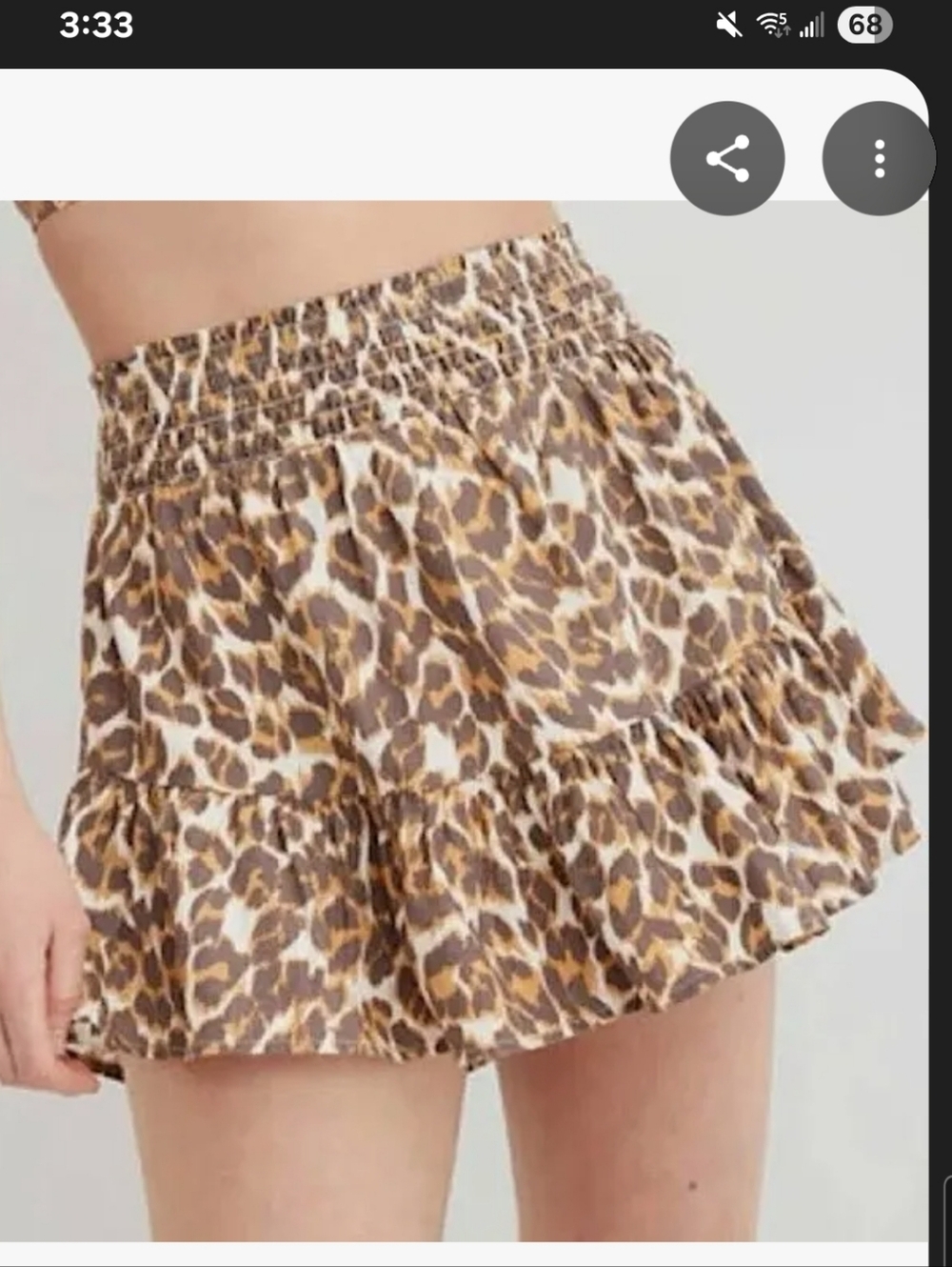 Aerie Linen Blend Leopard Print Ruffled Mini Skirt Medium